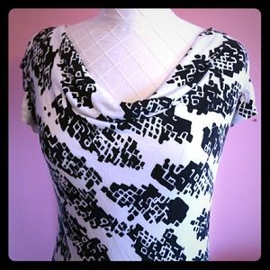 Calvin Klein Black and White Ruffle Blouse